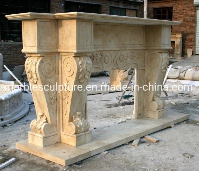 French Design Mantel Natural Marble Fireplace for Home Furniture (SYMF-090)