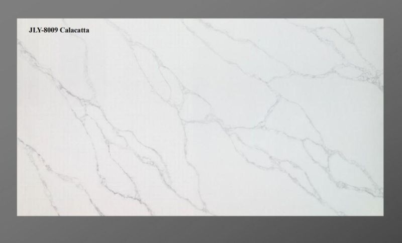 China Artificial Stone Black/Gray/Red Slabs Calacatta Staturio White Quartz for Hospitality Residential Vanity Tops Kitchen Countertop