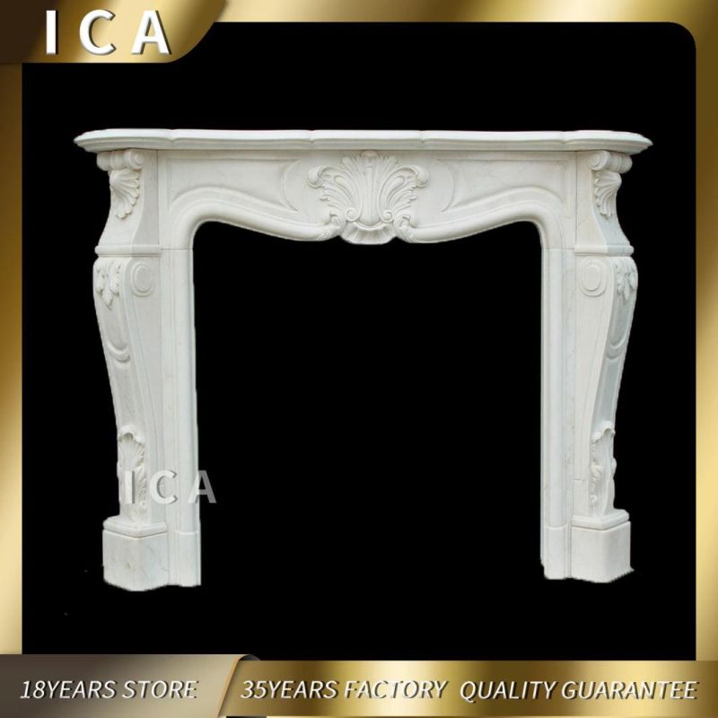 Hand Carved Indoor Usage Natural Marble Stone Fireplace