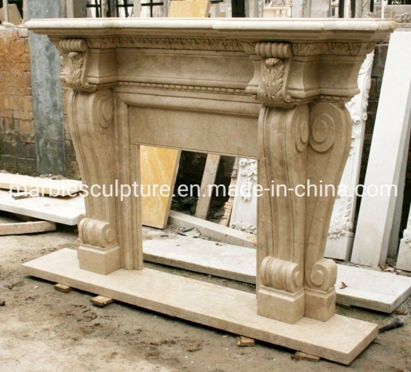 Exquisite Elegant Pure Hand Carved Marble Fireplace (SYMF-068)