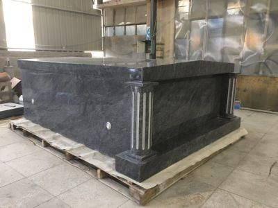 Gray Granite 2 Crypts Family Mausoleum Design Cemetery Stones