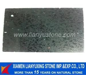 Artificial Black Star Quartz Stone Tile for Indoor Floor with Glass