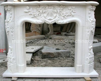 Natural Stone Carving White Marble Fireplace Mantel (SY-MF308)