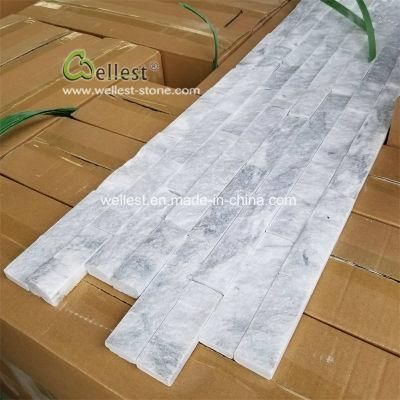 Split Face Small Strip Silver Grey Quartz Tiles for Wall Cladding