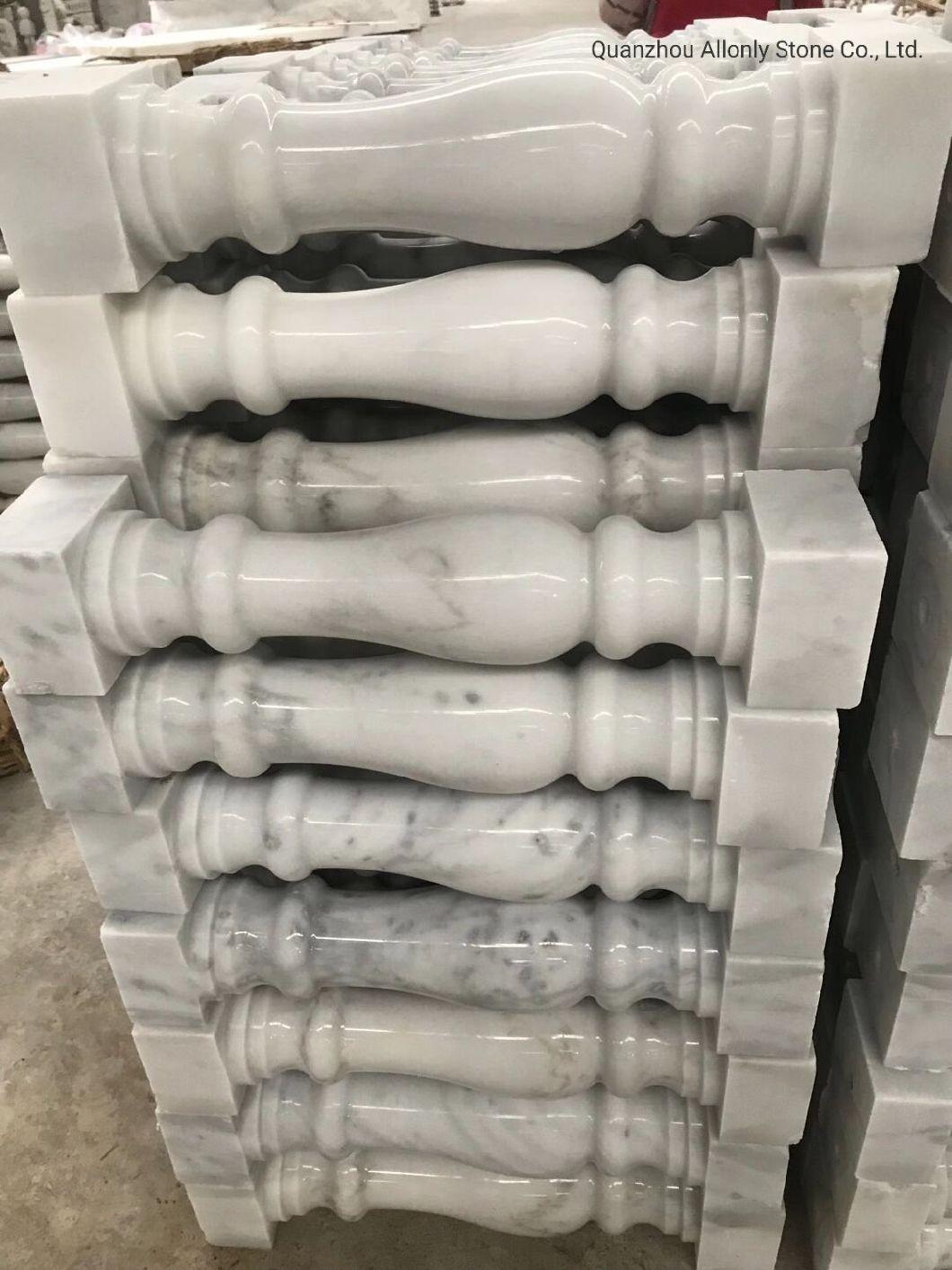 Customized Natural Stone White Marble Balcony Baluster with Stone Railing