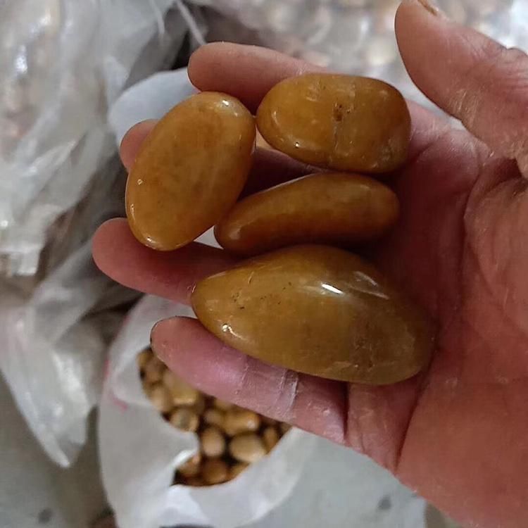 Garden Decoration High Polished Round Yellow River Pebble Stones