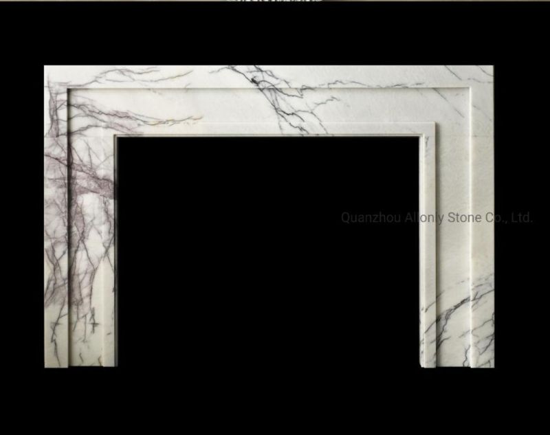 Fireplace Idea Arabescato Corcia White Marble Fire Surround in Transitional Living Room