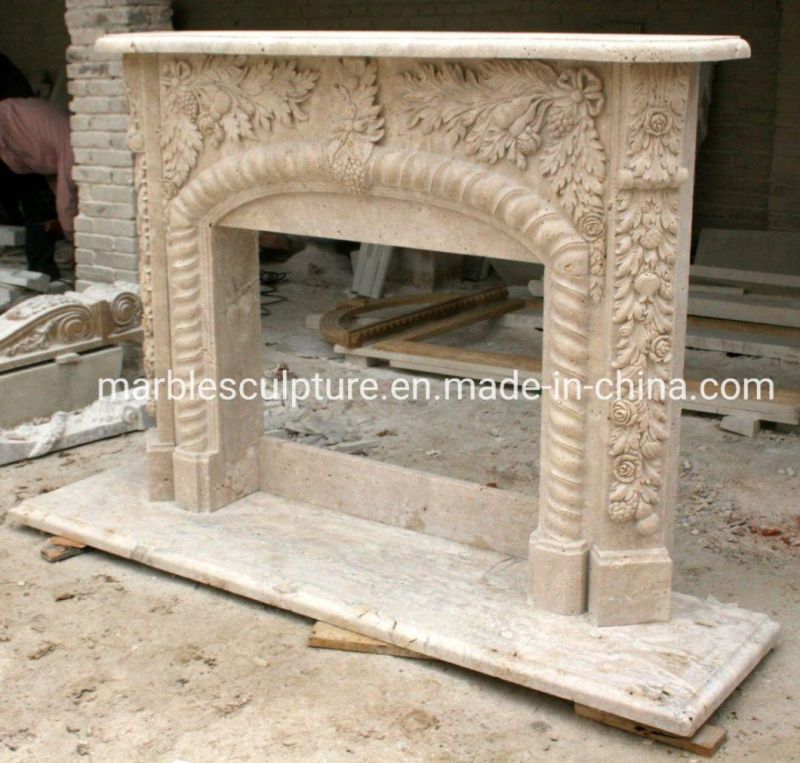 Classic Home Decoration Stone Sculpture Small Marble Fireplace (SYMF-030)