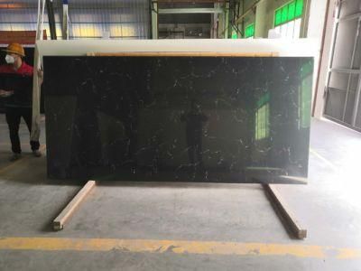 High Stain Cararra Black Quartz Stone Slab Used for Laboratories, Hospitals, Bars, Kitchens, Vanities