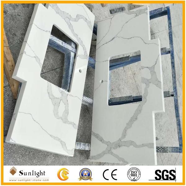 Artificial Calacatta Quartz Stone Kitchen Bathroom Vanity Top Countertop