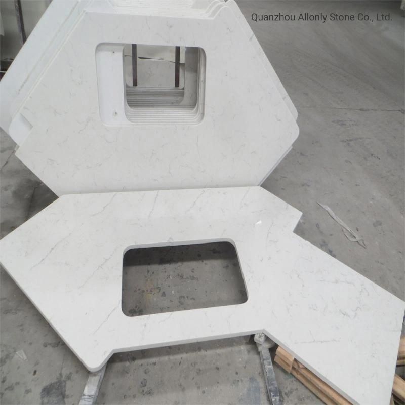 Wholesale Sink Cutout Artificial Quartz Engineered Stone for Kitchen Countertop