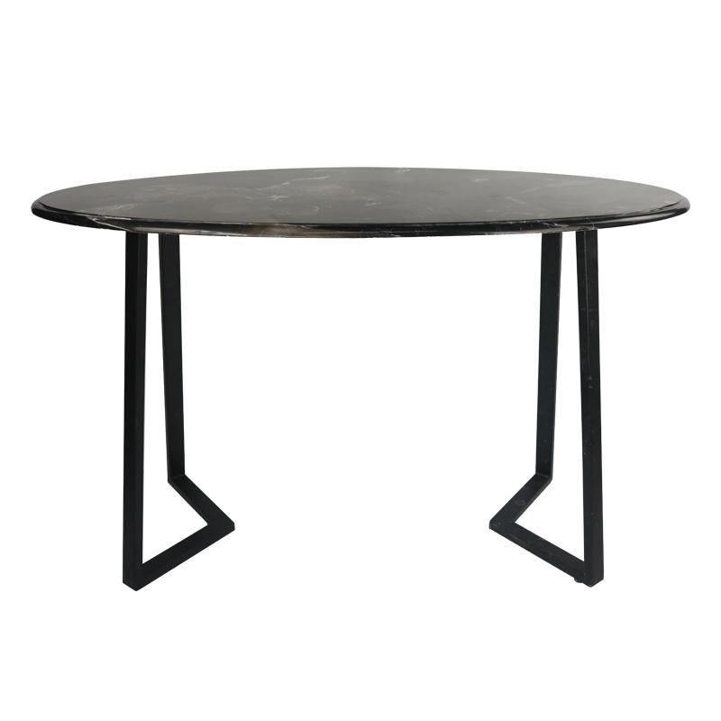 Modern Silver Dragon Black Marble with Stainless Steel Frame Oval Dining Table