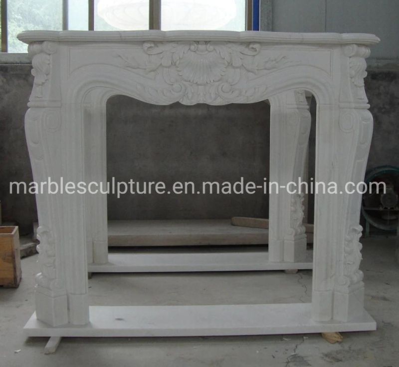 Cheap Price Classic White Marble Fireplace in Stock (SYMF-283)