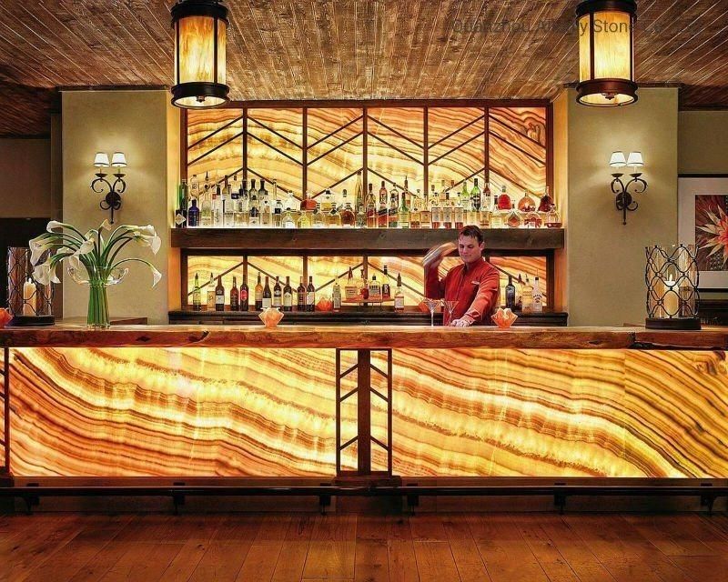 Hotel Bar Top Decoration Transparent Luxury Onyx Design with Backlit