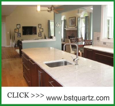 Marble Looking Quartz Stone Bench Top with Eased Edge