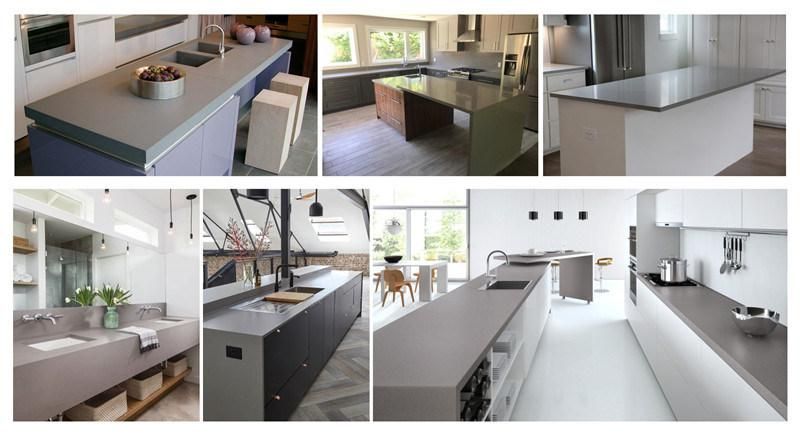 Commercial Kitchen Countertop Table Wall Decor Grey Concrete Artificial Quartz Stone
