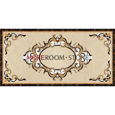 Elevator Entrance Flower Water Jet Marble Flooring Design