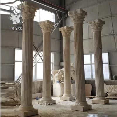 Exquisite Natural Solid Marble Stone Corithian Column for House Construction Decoration