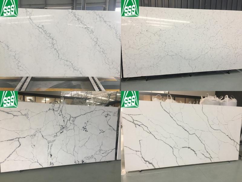 Factory Supplier Big Slabs Calacatta Quartz Stone White Artificial Quartz Stone Kitchen Countertop