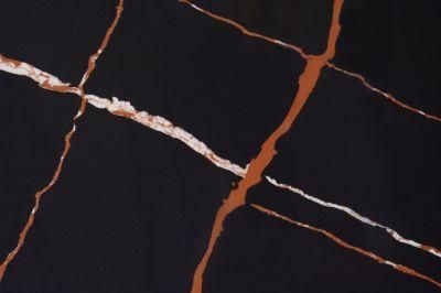 Nature Series Golden Veining Artificial Engineered Quartz Stone for Vanity Top/Island