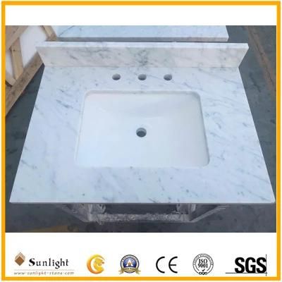 Custom Cheap Natural Carrara White Marble Stone Bathroom Vanity Countertops