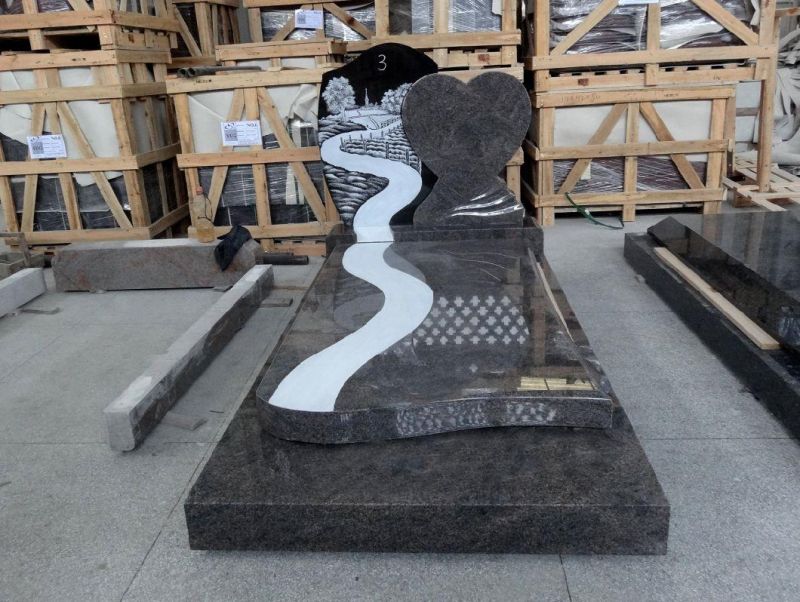 Funeral Granite Stone Monument European Style Heart Design Headstone Tombstone