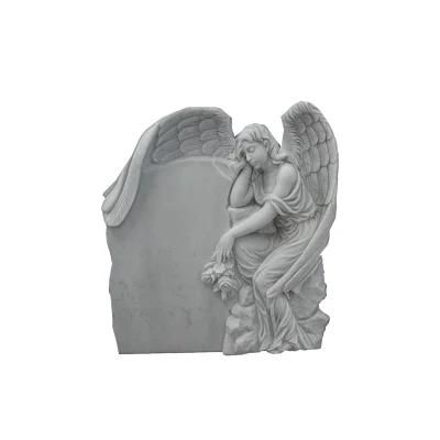 Customized Nature Carving Angel Wings Marble Tombstone Mty-14