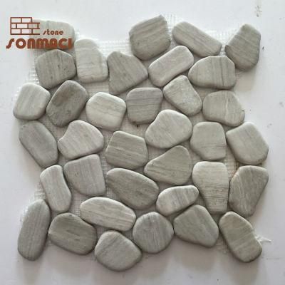 Natural Stone Sliced Pebble Mesh Mosaic