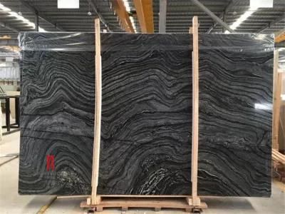 Yunfu Ancient Wooden Texture Reception Desk Black Wood Marble Slab