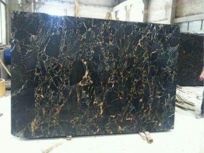 China Cheap Home Decoration Portoro Black and Golden Marble