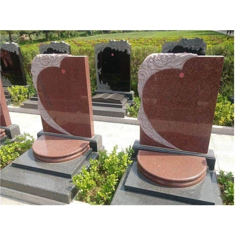 Indian Imperial Red Multicolor Red Granite Angel Sulpture Carving Headstone with Heart