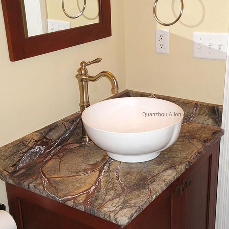 Rainforest Green Brown Marble Vanity Top Countertop for Bathroom