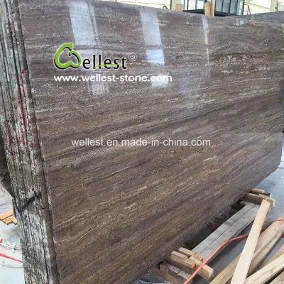 Silver Ash Travertine Vein Cut Polished Travertine Slab Random