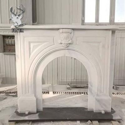 Simple Design Natural White Stone Marble Fireplace Mantel for Modern Home Decoration