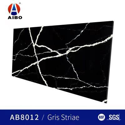 High Quality Artificial Marble Slab Black Calacatta Quartz Stone for Countertop