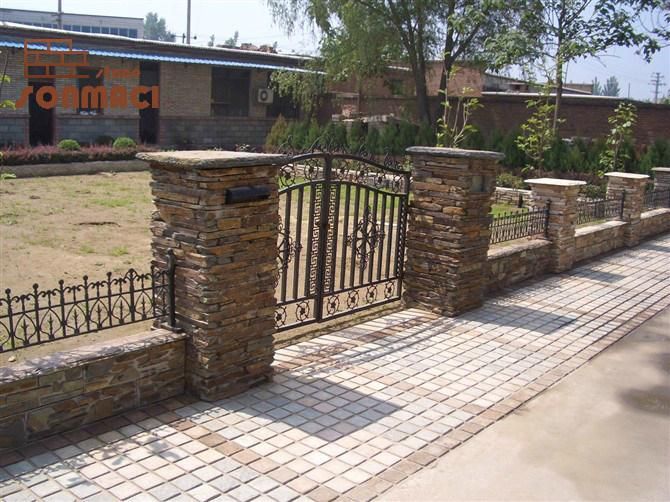 Rustic Slate Natural Stone Pillar Design for Gate