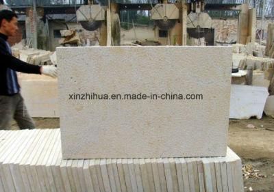 Chinese Yellow/Beige/Cream Limestone Bushhammered/Sandblasted Stone Tile/Slab/Paving/Paver/Floor/Flooring Limestone for Swimming Pool Paving