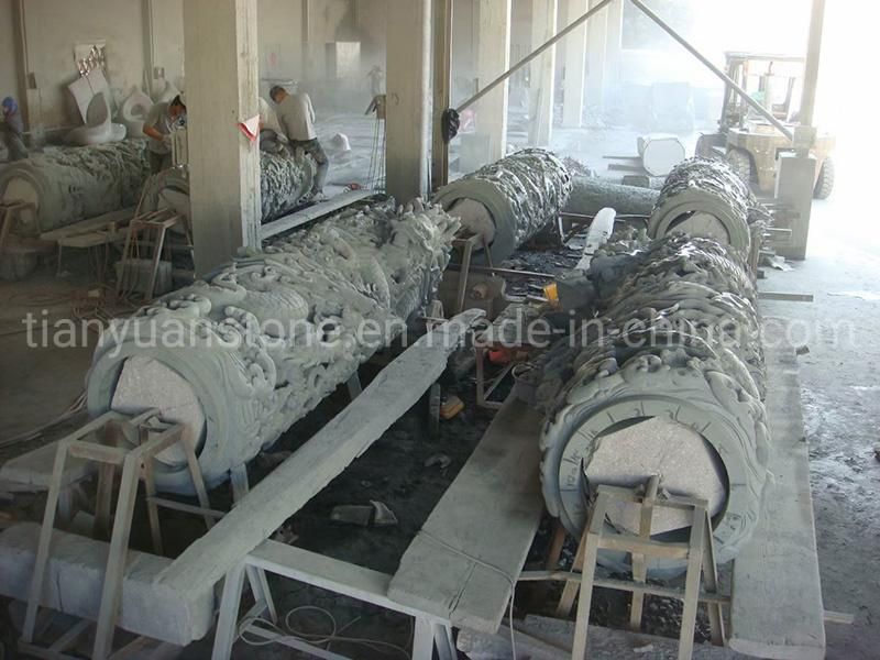 Granite Building Design Dragon Pillar Carved Chinese Dragon Column