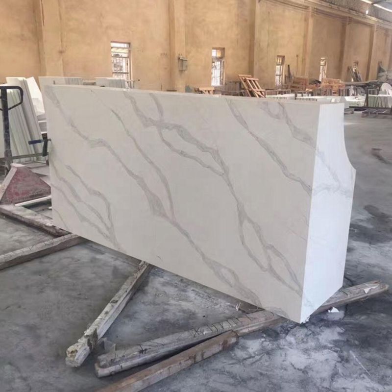 Artificial Calacatta White Quartz Stone Vanity Top for Kitchen or Bathroom