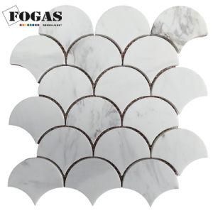 Greece White Venus Fan Shape Marble Tile Bathroom Scallop Mosaic