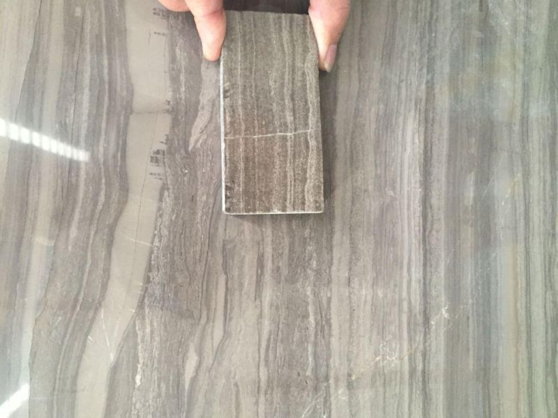 Chinese Natural Coffee Brown Wooden Marble Stone Tiles/Slabs for Flooring and Walling