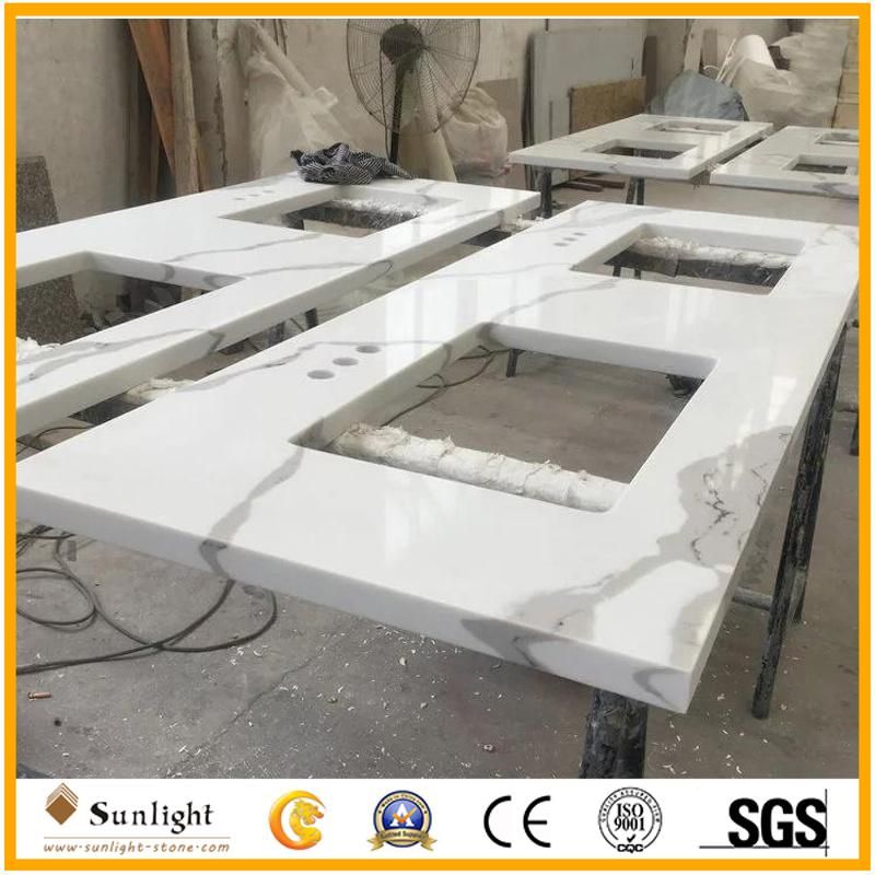 Calacatta White Quartz Stone Kithen Countertops