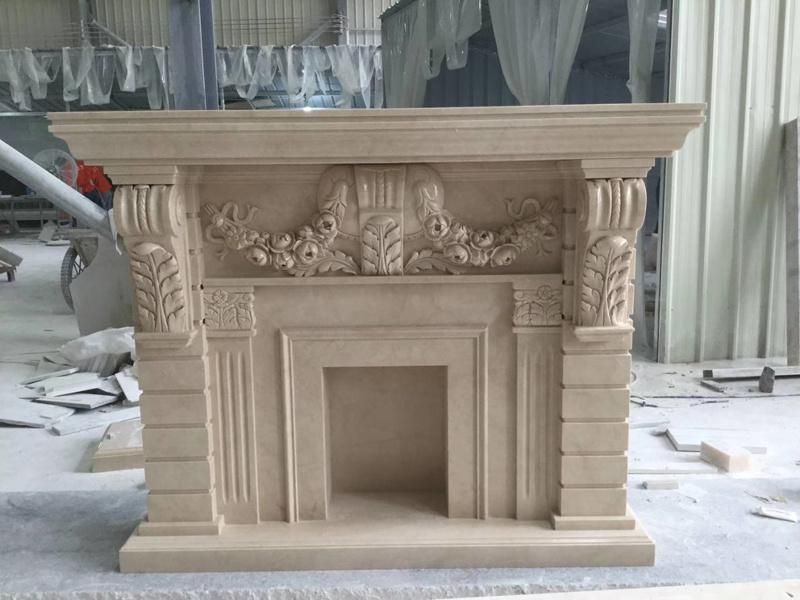 Granite/Marble/Limestone/Sandstone Statue Fireplace Mantle/Mantels Fireplace for Indoor