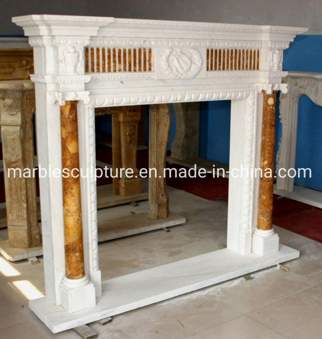 Home Furniture Stone Mantel Sculpture Marble Fireplace (SYMF-070)