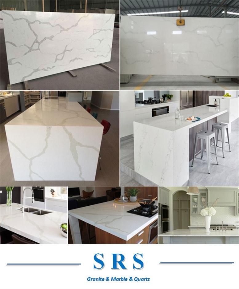 Engineered White Calacatta Quartz Kitchentop/Countertops/Slab in Hotel Project