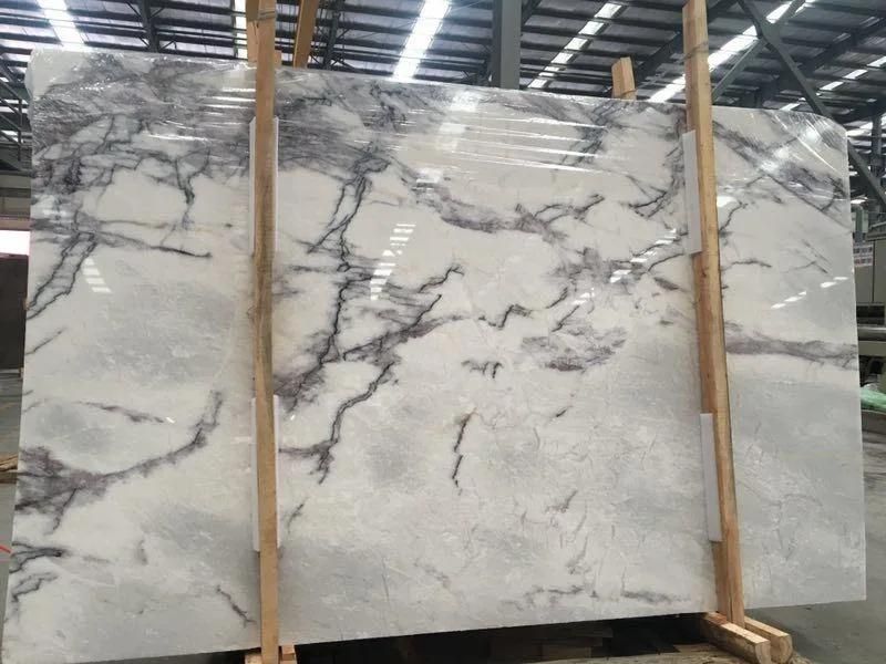 China Natural Lilac White Marble Slab for Round Dining/Coffee Table/Flooring/Wall/Countertop