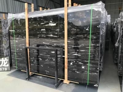 Black Slabs with Silver Veins Flooring Tile/Bathroom/Table Counter Top Marble