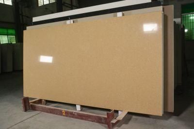 Factory Direct High Quality Yellow Carrara Quartz Stone Slab for Countertop