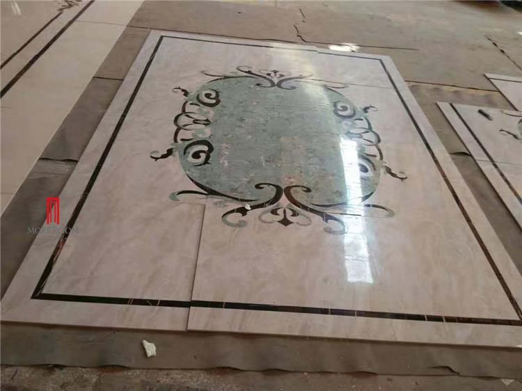 Estate Home White Marble Round Water Jet Flooring Design Tile