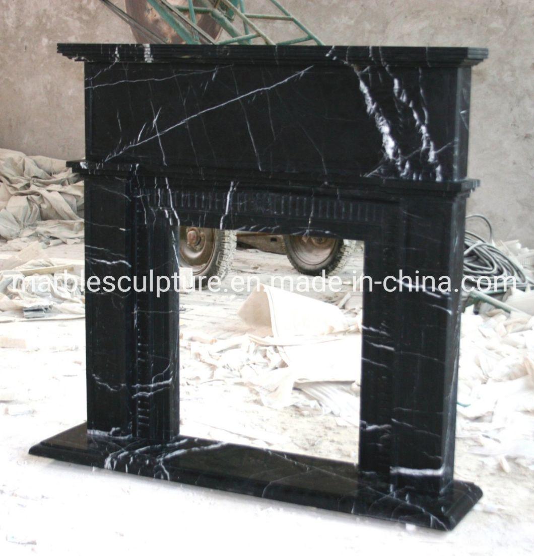Simple Style Black Marble Stone Fireplace Indoor Decoration (SYMF-183)